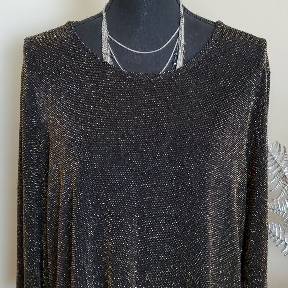 SALE Glamorous Perfect Holidays Black Sparkle Laura Plus Size Top - Picture 3 of 10